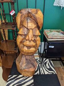 lot 63 image: Primitive Carved Wood Bust