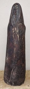 lot 86 image: Tall Archaic Hooded Man Sculpture