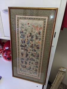 lot 241 image: Beautiful Antique Framed Needlepoint Wall Hanging