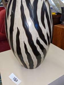 lot 182 image: Large Animal Print Vase wFaux Flowers