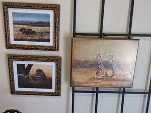 lot 218 image: African Wall Art - Giraffes and Lions