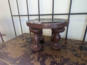 lot 250 image: Primitive Stool wArt Glass Top