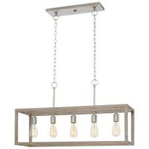 Hampton Bay Boswell Quarter 5-Light Distressed Black Industrial Linear Island Hanging Chandelier for Kitchen