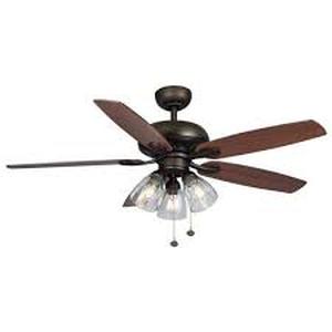 Hampton Bay Rockport 52 in. Indoor LED Bronze Ceiling Fan with Light Kit, Downrod, and 5 Reversible Blades