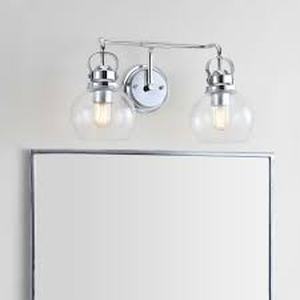 JONATHAN Y Shirley 17.5 in. 2-Light Metal Bubbled Glass Chrome Vanity Light