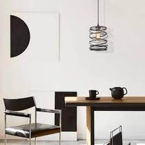 LNC Lavie 8 in. 1-Light Mottled Black Industrial Pendant Light with Spiral Iron Lantern Cage