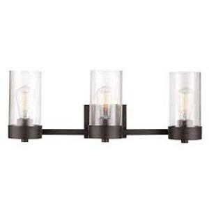 Globe Electric Axel 24 in. 3-Light Bronze Vanity Light with Seeded Glass Shades, Incandescent Bulbs Included