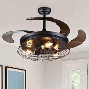 36 in. Black Retractable Ceiling Fan with Light and Remote Control