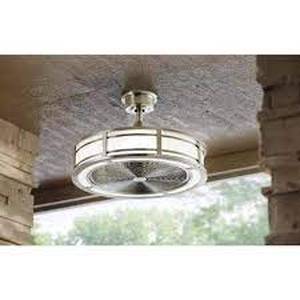 Home Decorators Collection Brette II 23 in. LED IndoorOutdoor Brushed Nickel Ceiling Fan with Light and Remote Control