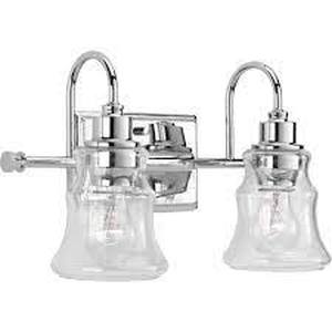 Progress Lighting Litchfield Collection 2-Light Polished Chrome Clear Glass Coastal Bath Vanity Light