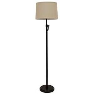 Decor Therapy Simple Adjust 64.5 in. Oil Rubbed Bronze Floor Lamp with Linen Shade