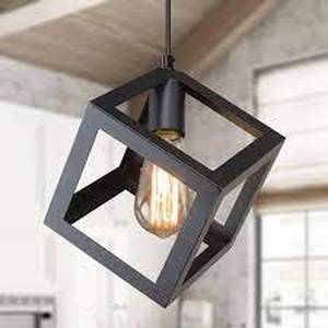 LNC Modern Square Black DIY Pendant Light Rustic Linear 1-Light Industrial Kitchen Dining Room Chandelier (Upgraded Version)