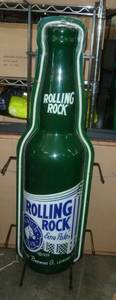 Rolling Rock beer sign - works - 40 inches tall