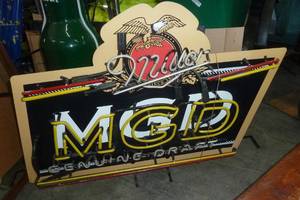 Miller Genuine Draft beer sign - works - 34x29 inches
