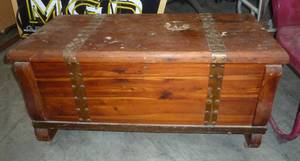 Vintage cedar chest with brass straps 39 inches wide x 19 wide x 19 deep
