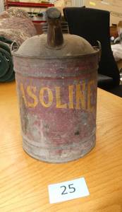 A very cool old Gasoline can, probably holds a gallon
