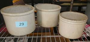 3 smaller crocks, 2 are without any cracks, see pictures