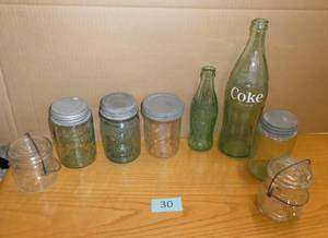 Mason, Ball, Presto jars and a couple Coca Cola bottles