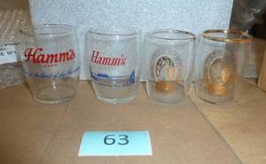 2 Hamms and 2 Coors small barrel glasses in great condition