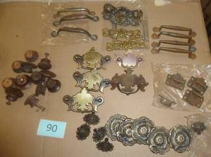 Group of vintage metal and wood drawer pulls