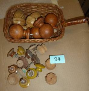 Vintage wooden bed post finials and drawer pulls