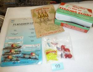 Vintage fishing lures and bobbers