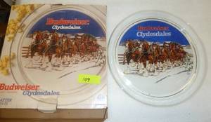 New in box 13 inch glass Budweiser platter