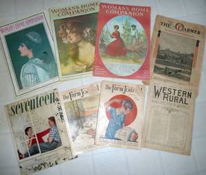 Antique magazines - 1905 Womans Home Companion, 1929 Farm Journal, 1950 Seventeen and 1897 Western Rural livestock