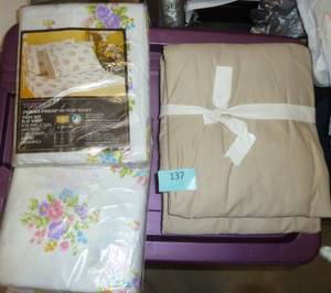 2 New Twin size flat sheets and a full sheet set