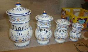 Vintage Flour Sugar Coffee Tea containers