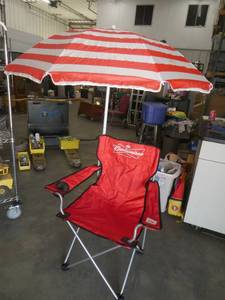 Very cute Budweiser chair with umbrella