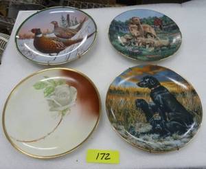 3 Limited Edition plates of Pheasant, Dogs and flower