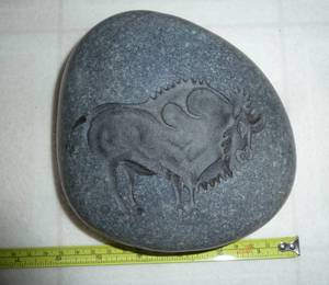 Carved stone with a Buffalo, came from an artist in Washington