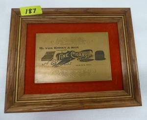 Vintage Brass sign from a cigar manufacturer H. von Essen in LeSeuer, MN