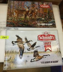 2 New tin Schmidts beer signs