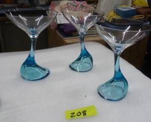 Set of 3 very Unique and Fun martini glasses