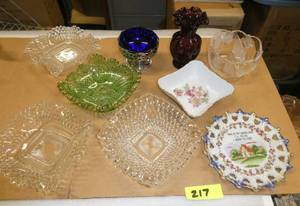 Group of vintage bowls, vases, plate