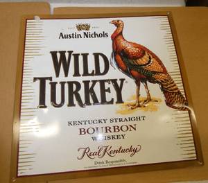 Wild Turkey whiskey tin sign about 12x16
