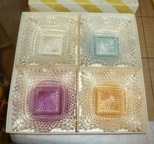 4 Vintage New in box candy dishes or ashtrays