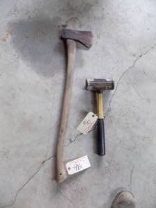 lot 96 image: Sledgehammer and axe