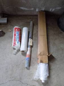 lot 101 image: Husky Plastic sheeting 10ft x 25ft 4 mL. 4 foot plastic open. Shrink Packing plastic. Galvanized hardwire class 3 x 5