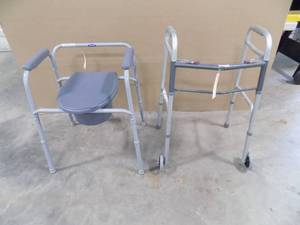 lot 185 image: Nova Folding Walker  Invacare portable toilet