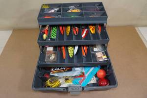 lot 168 image: Sterling Tackle Box with Tackle - Mostly Spoons