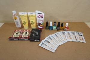 lot 42 image: Foot Soak and Lotion, Lip Balm, Eye Patches, Nail Care and Polish