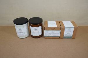 lot 44 image: Begonia and Bench Candle Set - Peppercorn, Amberwood, Slate