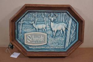 lot 86 image: Schmidt Beer Faux Wood Sign - 1984