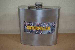lot 89 image: 40 Ounce Stainless Steel Flask - Caterpillar Sticker