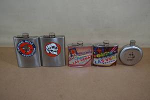 lot 90 image: Assorted Stainless Steel Flasks - Vegas, Cutty Sark
