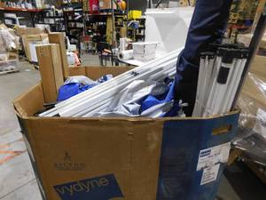 lot 19 image: WHOLESALE PALLET LOT OF GENERAL MERCHANDISE & TOWEL BARS , PAPER HOLDERS, RINGS