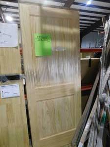 lot 40 image: (2) 32 in. x 80 in. Unfinished 2-Double Hip Panel Solid Core Wood Interior Door Slab